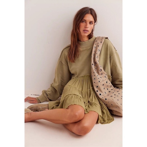 Free People We The Free Pixie Sweatshirt Mini Dress Oversized Cotton - Picture 4 of 7